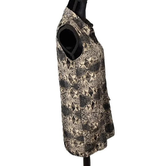 Banana Republic Size 6 Sleeveless Snakeskin Reptile Print Dress Pockets Safari - Picture 4 of 10